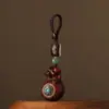 Bolsa de Dinero de Sándalo Llavero de Coche Colgante para Hombres y Mujeres Creativo Seis Caracteres Mantra Bolsa de Dinero Colgante de Llave Cadena de Teléfono Móvil