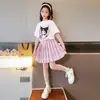 Verano Nuevo Estilo Estudiante Manga Corta Moderno Estilo Universitario Niñas Casual JK Falda Plisada Conjunto de Dos Piezas Traje de Niña Venta al por Mayor