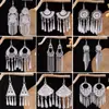 [Selección Premium] Pendientes Estilo Étnico de Minorías Vintage con Plata de Minorías Étnicas, Pendientes Largos Colgantes Florales Estilo Bohemio Único