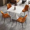 Mesa de Jantar Quadrada de Ardósia Estilo Italiano de Luxo Leve, Cadeira de Jantar Quadrada Comercial para Lazer, Móveis Domésticos para Apartamentos Pequenos, Mesa Quadrada Extra Grossa, Minimalista Moderno