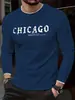Camiseta de Manga Larga de Moda para Hombre con Estampado de Letras, Nueva para Verano, Camiseta Casual de Cuello Redondo