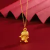 Colar Pingente de Boneca 3D de Desenho Animado em Prata Pura 999, Vários Estilos, Corrente Fina Bicolor Dourado e Prata Joia de Clavícula