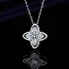 Xiaohongshu Kuaishou Douyin Influenciador Live Colar Banhado a Prata Pedra de Alto Carbono Diamante Quadrado Gota Forma de Pera Pingente Feminino Atacado