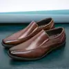Zapatos de cuero a la moda para hombre, sencillos, sin cordones, punta cuadrada, mocasines de talla grande, formales, para negocios casuales, para el lugar de trabajo