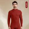 Ropa interior térmica acrílica ultrafina que genera calor, con cuello semi-alto, nueva colección de otoño para hombre, conjunto térmico de top y pantalón mezcla de seda y cachemira