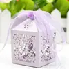 Amazon Caixa de Doces Vazada a Laser em Formato de Coração Série Roxa em Formato de Coração para Casamento Fábrica Estoque Caixa de Doces de Chocolate