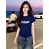 Camiseta Corta Casual de Verano Estilo Coreano de Gama Alta para Viajes al Trabajo Nicho Cuello Redondo para Mujer Ajustada Estilo Chica Caliente Pura Deseo Top Chic