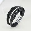 Pulseira de Couro Trançada Multicamadas Transfronteiriça para Homens, Pulseira Personalizada de Luxo Leve de Alta Qualidade para Mulheres, Acessório Versátil da Moda