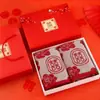 Toalla Roja de Recuerdo, Regalo de Año Nuevo de Alta Gama, Regalo de Reunión Anual Corporativa para Empleados, Recuerdo de Celebración de Boda, Caja de Regalo Personalizada