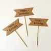 Bandera pequeña simple Tarjeta de papel Kraft enchufe de decoración de pastel amor tarjeta feliz cumpleaños 5G