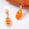 Brincos ZA Transfronteiriços Vintage Ecológicos com Contraste de Cores em Forma de Gota Geométrica de Resina Cravejados com Diamantes, Luxo Leve de Alta Qualidade para Uso Diário, Acessórios Femininos Exquisitos