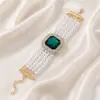 Europeu e Americano de Luxo Multi-camada Imitação de Pérola Geométrica Brincos Pulseira Colar Moda Design Exagerado Colar Feminino