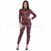 Body Estampado de Esqueleto Europeu e Americano para Halloween Feminino Manga Longa Slim Fit Collant Fantasia para Baile de Máscaras Performance de Palco