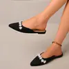 Sandalias Planas de Punta Fina con Pedrería y Perlas de Comercio Exterior Tallas Grandes para Mujer, Moda Transfronteriza Otoño 2026 Sandalias Cómodas para Mujer