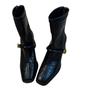Botas de Tacón Alto con Punta Cuadrada Estilizadas para Mujer Tacón Grueso Francés Botines Cortos Retro con Cremallera Trasera Novedad Otoño 2025 Botas Elásticas de Moda