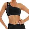 Sujetador de Yoga con Espalda Descubierta Asimétrico de un Hombro, Ropa Interior Deportiva de Sensación Desnuda, Tirantes Irregulares en los Hombros, Camiseta sin Mangas para Correr y Fitness 8002