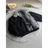 Cremallera Regular Moderna Manga Larga Cálida Cuello Alto Corta Juvenil Americana Negra Engrosada Cuello de Piel Chaqueta de Algodón Nuevo Estilo
