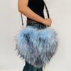 Bolso bandolera de amor europeo y americano de piel Bolso de felpa piel sintética de mapache bolso de hombro con forma de corazón bolso de piel de moda y personalidad