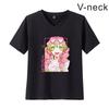 Cross-border New Demon Slayer Ghost Blade Animation Peripheral Impresso Moda Feminina Decote em V Casal Manga Curta