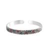 Pulseira de Prata Pura 999 Azul Queimado Gravada com Nuvem e Flor, Pulseira de Prata Simples Retrô Personalizada para Mulheres