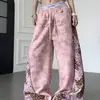 Calça casual reta estampada de design de rua americano da moda, novo estilo de outono, calça curva que afina para pessoas altas