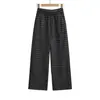 K56-25 Otoño Nuevo Estilo Europeo y Americano Cordón Cintura Elástica Otoño e Invierno Cálido Forro Polar Rayas Holgado Largo Casual