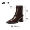 Botines negros de punta ZHR para mujer, nueva colección otoño/invierno 2026, elegantes y estilizados, Botines Chelsea de piel estilo británico