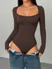 Amazon 2026 Outono Novidades Moda Feminina Transfronteiriça Justo Sexy Cor Sólida Camada Base Body Fabricante Atacado