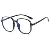 Nuevos lentes anti luz azul moda transfronteriza poligonales montura negra montura de gafas retro lisas al por mayor gafas para miopía