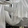 Fio de chifon translúcido para decoração de casamento fio permeável à luz não revela a pessoa decoração de fundo de casamento teto fio de chifon branco
