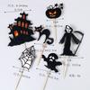 Decoración de Pastel de Hoz de Halloween Tarjeta para Pastel de Casa Embrujada Tarjeta de Bandera de Gato Negro Disfraz de Telaraña
