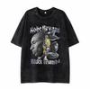 Camiseta Lavada Velha de Manga Curta para Meninos Verão Estilo Americano Retrô Moda de Rua Estrela Estampada Top de Meia Manga