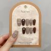 [Yihe foto real original] patch de unha usado à mão terminou noiva peça de unha falsa outono e inverno pintado à mão nail art