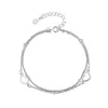 Pulseira de Prata Esterlina S925 Criativa de Camada Dupla Coração Feminina Moda Japonesa e Coreana ins Elegante Versátil Prata Pulseira Acessórios Transfronteiriço