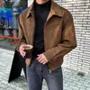 Chaqueta de gamuza para hombre para comercio exterior, chaqueta bomber de estilo coreano de moda con cuello de solapa para primavera y otoño, top versátil para hombre