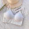 Top de tubo con espalda hermosa en U grande cruzado, ropa interior sin aros para niñas con almohadillas para el pecho, ropa interior básica sin espalda para mujer