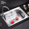Acero Inoxidable 304 Rectangular Cocina Soldado a Mano Fregadero Espesor Encimera Lavabo Exportación