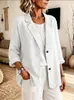 Blazer de color liso de corte holgado, transfronterizo europeo y americano, blazer casual versátil con solapa y botones para el trabajo