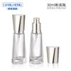 Frasco de Vidro Transparente para Base 30ml, Frasco com Bomba Triangular Cônico para Loção, Frasco para Protetor Solar Primer BB Essência