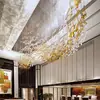 Hall de hotel, escritório de vendas, luminária pendente artística de teto, lustre de cristal de vidro em formato de folha de ácer, iluminação para salão de banquetes e jantar