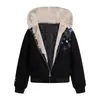 Chaqueta con capucha bordada de copo de nieve estilo retro americano para hombres y mujeres en invierno, holgada, engrosada, cálida, casual, perezosa, versátil, chaqueta de algodón