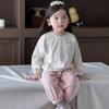 Conjunto de Moletom e Calça de Moletom para Meninas Roupas de Outono Bebê 2024 Conjunto de Duas Peças de Outono Estilo Coreano Roupa Infantil Roupa Infantil de Outono