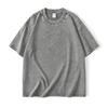 Heavy batik 230g lavado velho t-shirt de manga curta para homens e mulheres com algodão pesado meia manga solta cor sólida manga curta