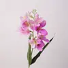 Flor Artificial de Orquídea Nieve Fragante y Lujosa, Rama Única de Orquídea Fragante de Dos Puntas con Hojas, Flor Fragante para Boda y Arreglo Floral para el Hogar