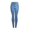 Marca Independiente Tela de Perlas Fina para Primavera Pantalones de Mezclilla Estilo Lápiz Nuevos Jeans de Color Claro de Cintura Alta Estilo Europeo y Americano para Mujer