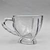 Harmonyju Venta al por mayor Vidrio Triangular Creativo con Asa Transparente Doble Uso Caliente y Frío Taza de Leche Taza de Espresso Taza de Jugo Agua