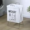 Cesta de Lavandería de Algodón y Lino de Pie para Baño de Dormitorio, Plegable y Lavable, para Guardar Ropa Sucia, con Soporte, Disponible en Cross-Border