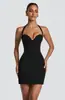 Vestido Bodycon Curto Novo Estilo Verão 2026 Europeu e Americano com Decote V Halter Acabamento em Renda e Recorte de Renda Ajustado ao Corpo Curto