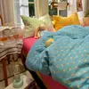 Juego de ropa de cama de doble capa de gasa de grado A para maternidad e infantil, todo algodón, algodón puro, funda de edredón infantil de dibujos animados, sábana, juego de ropa de cama de tres piezas 4