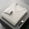 Suéter Masculino Espesso Gola V 100% Lã Casual Business Outono/Inverno Novo Estilo Camisa Camada Base Tricotada Peça Superior de Camada Externa